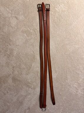Men's Brown Leather Dress Belt with Silver Buckle